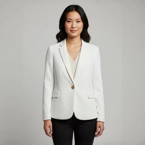 Women’s White Textured Single Breasted White Blazer One Button Formal size 10